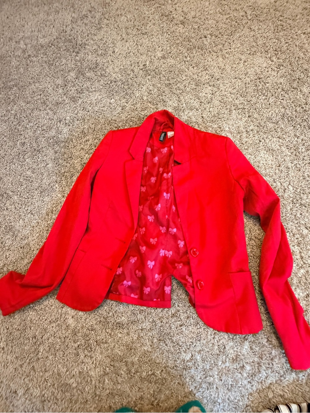 H&M Red Women's Blazer with Patterned Lining